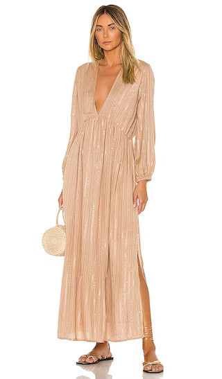 Chicago Long Dress in Roma Cafe Au Lait | Tan Dress | Gold Dress | Champagne Dress | Neutral Dress | Revolve Clothing (Global)