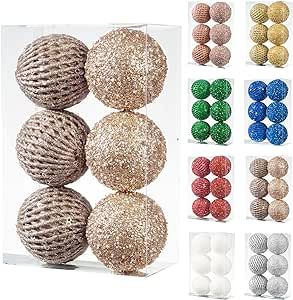 6pcs 3.94" Christmas Ball Ornaments Glitter Sequin Foam Ball Shatterproof Christmas Tree Decorati... | Amazon (US)