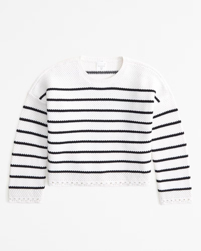 crochet-style crewneck sweater | Abercrombie & Fitch (US)