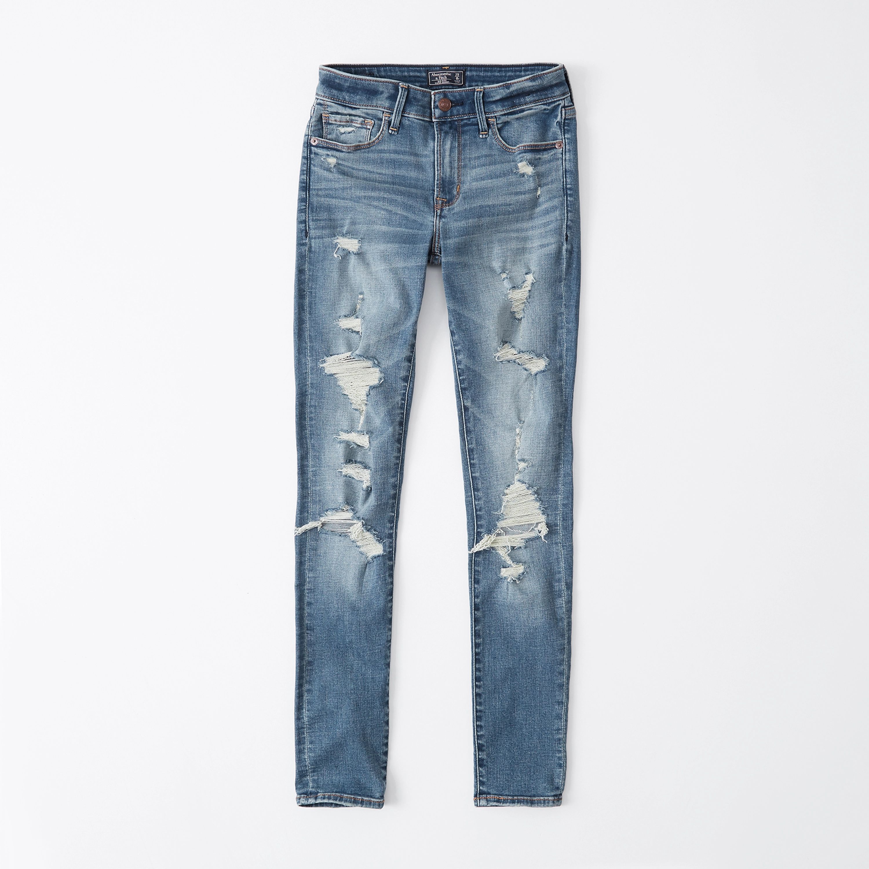 A&F Signature Stretch Denim | Online Exclusive
			


  
						Ripped Mid Rise Super Skinny Jeans
... | Abercrombie & Fitch (US)
