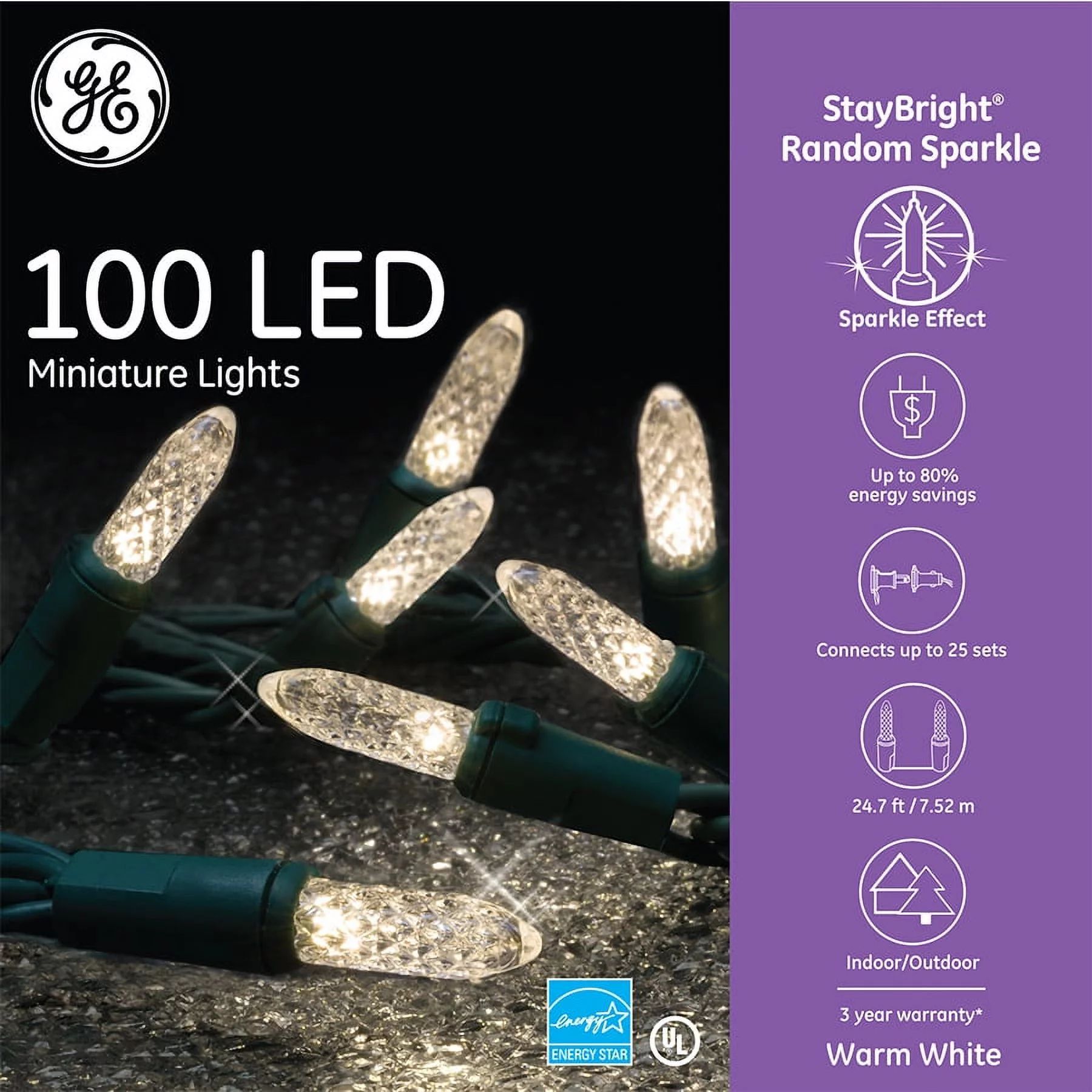 StayBright® 100ct. LED Warm White Random Sparkle Miniature Lights-Christmas Lights | Walmart (US)