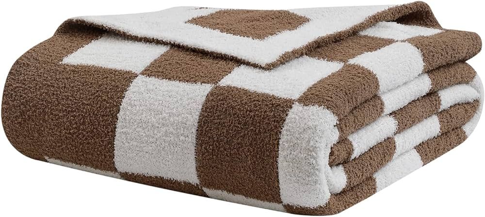 bearberry Fuzzy Checkerboard Grid Throw Blanket Soft Cozy Warm Microfiber Bed Blanket Decor for C... | Amazon (US)