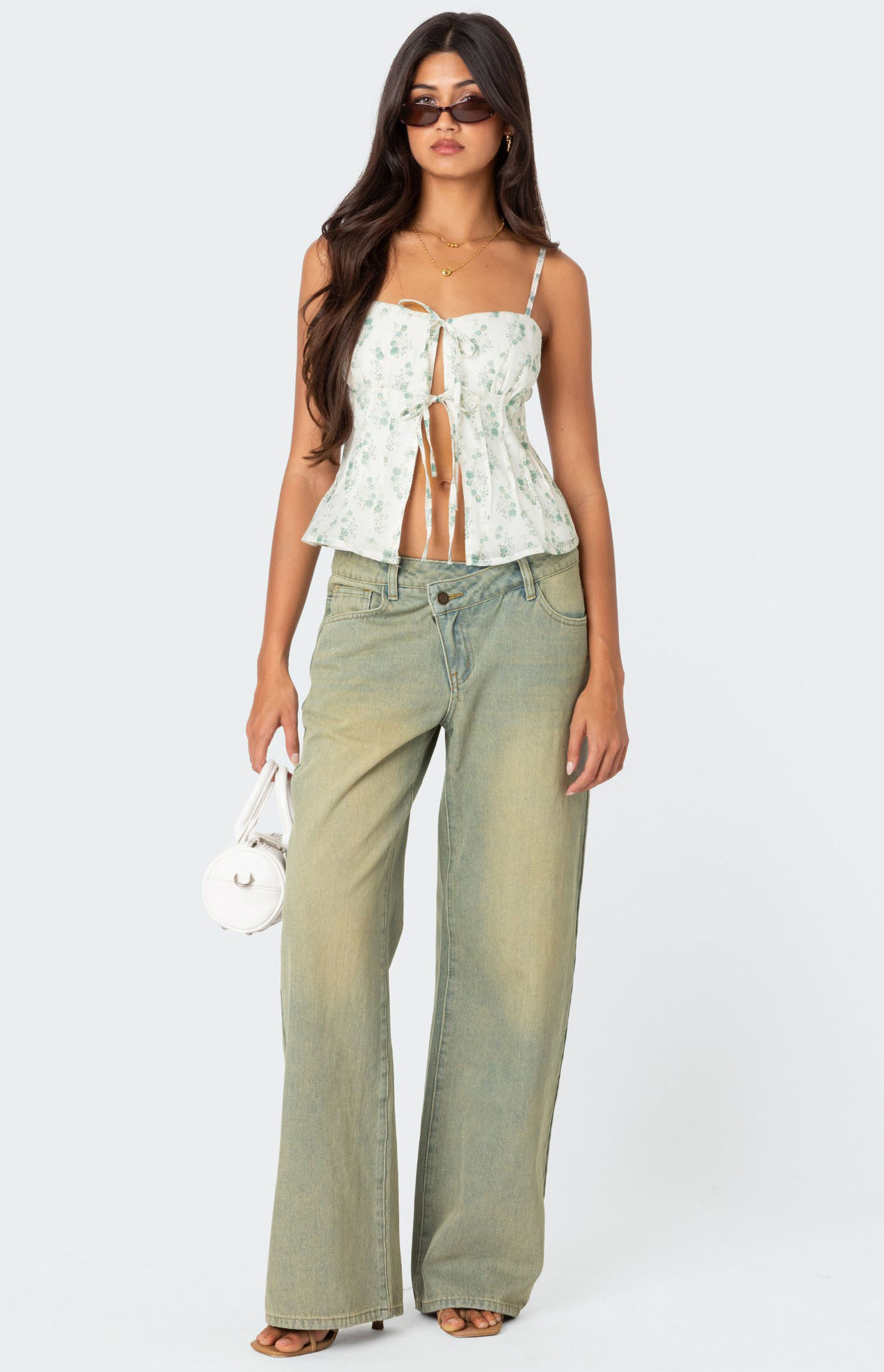 Edikted Malmo Printed Tie Front Top | PacSun | PacSun