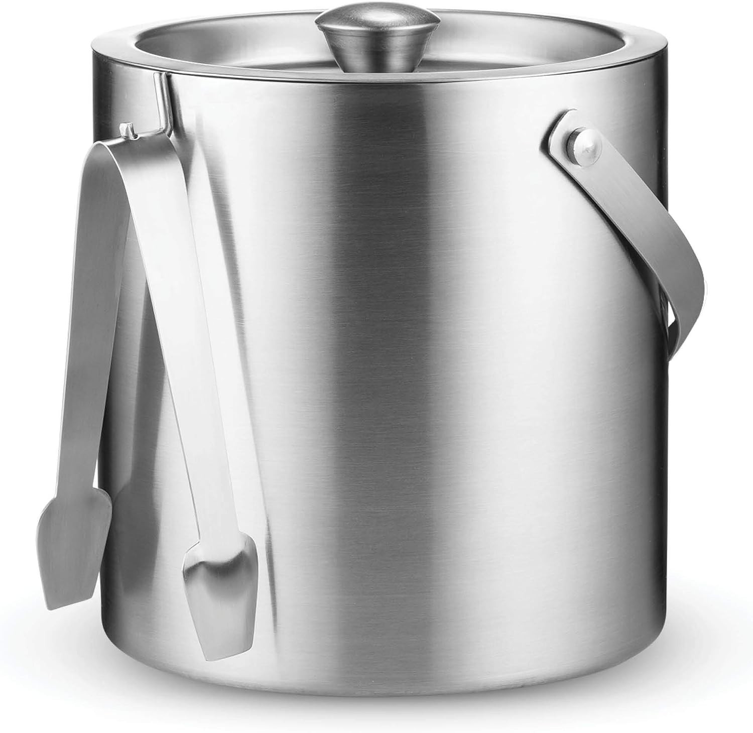 FineDine Double-Wall Stainless Steel Insulated Ice Bucket with Lid & Ice Tong [3 Liter] Included Strainer Keeps Ice Cold & Dry, Carry Leather Handle, Home Bar, Chilling Beer, Champagne, Wine Bottle | Amazon (US)