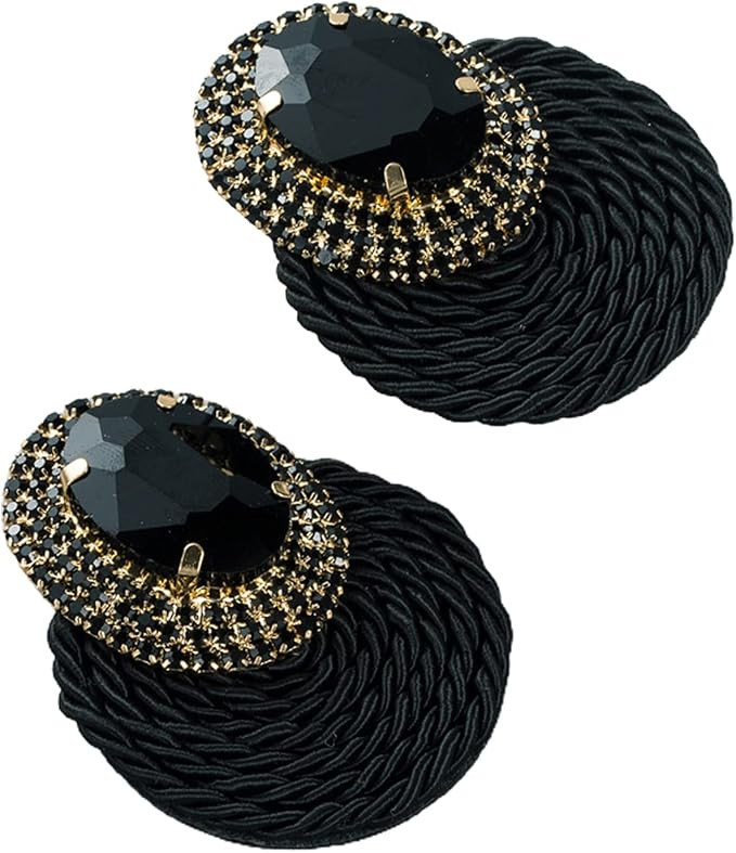Haloppe Hoop Earrings for Women, 1 Pair Dangle Earrings Colorful Rhinestone Hand Knitted Jewelry ... | Amazon (UK)
