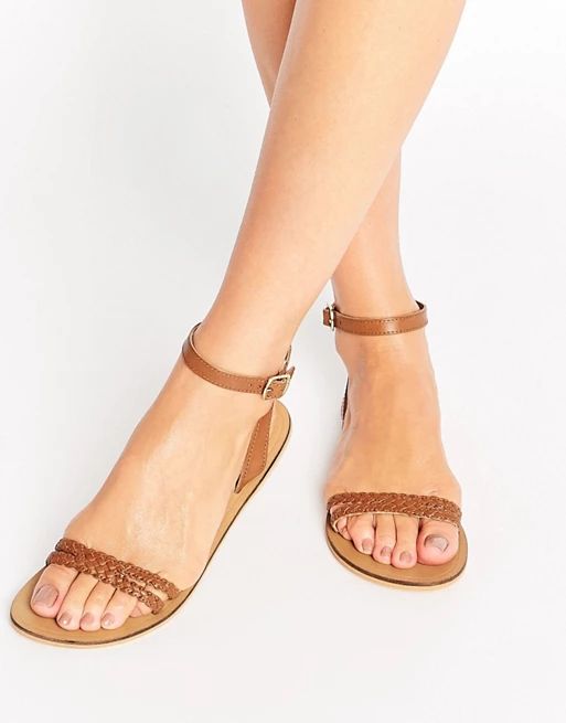 ASOS FLERY Leather Flat Sandals | ASOS UK