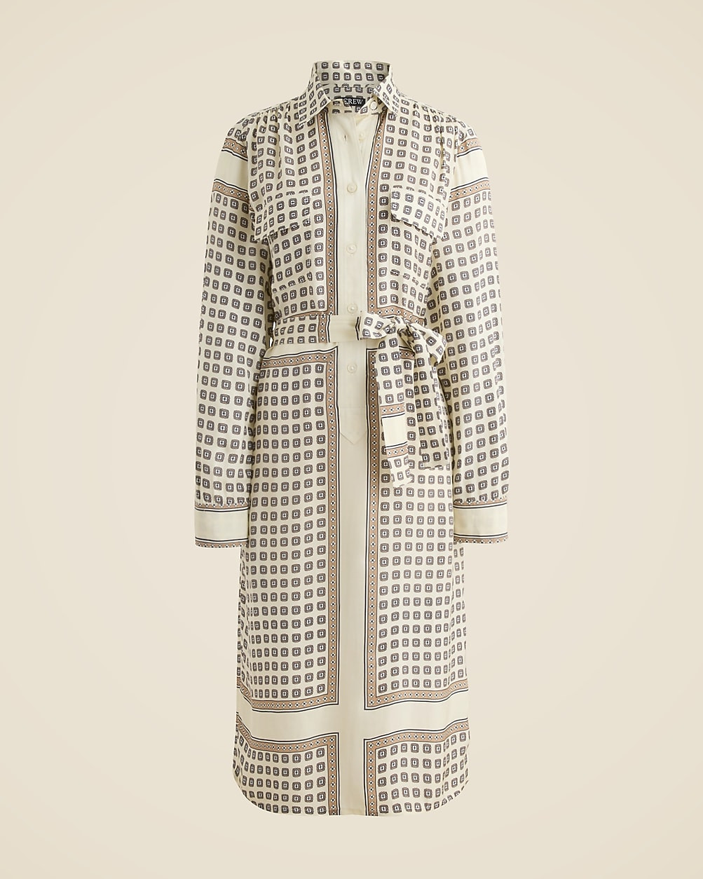 Tie-waist shirt-dress in foulard print | J. Crew US