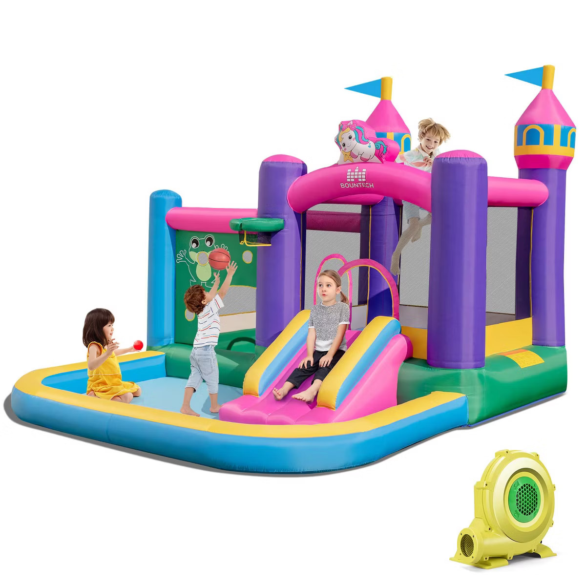 Costway 6-in-1 Kids Inflatable Bounce House with Slide Jumping Area Ball Pit Pools Castle | Target
