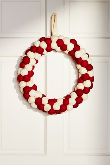 Candy Cane Pom Wreath | Anthropologie (US)