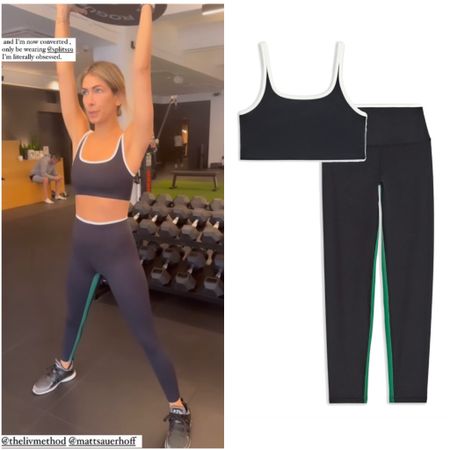 Erin Lichy’s Black Contrast Trim Sports Bra and Leggings 📸 = @erindanalichy