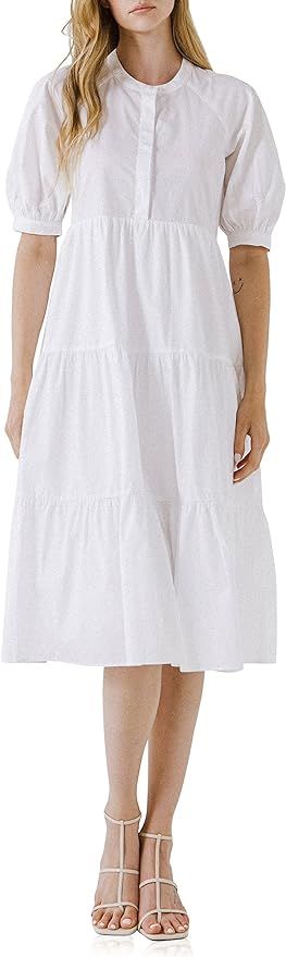 English Factory Women's Short Puff Sleeve Midi Dress | Amazon (US)
