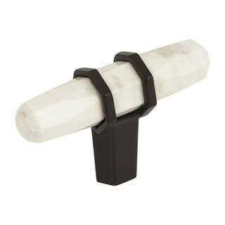 Amerock Carrione 2-1/2 in (64 mm) Length Marble White/Black Bronze T-Shaped Cabinet Knob BP36647M... | The Home Depot