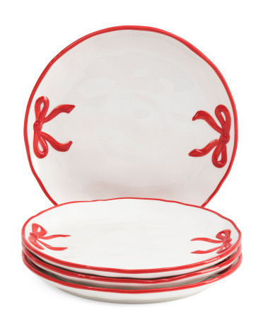 Set Of 4 Hand Painted Bow Side Plates | TJ Maxx
