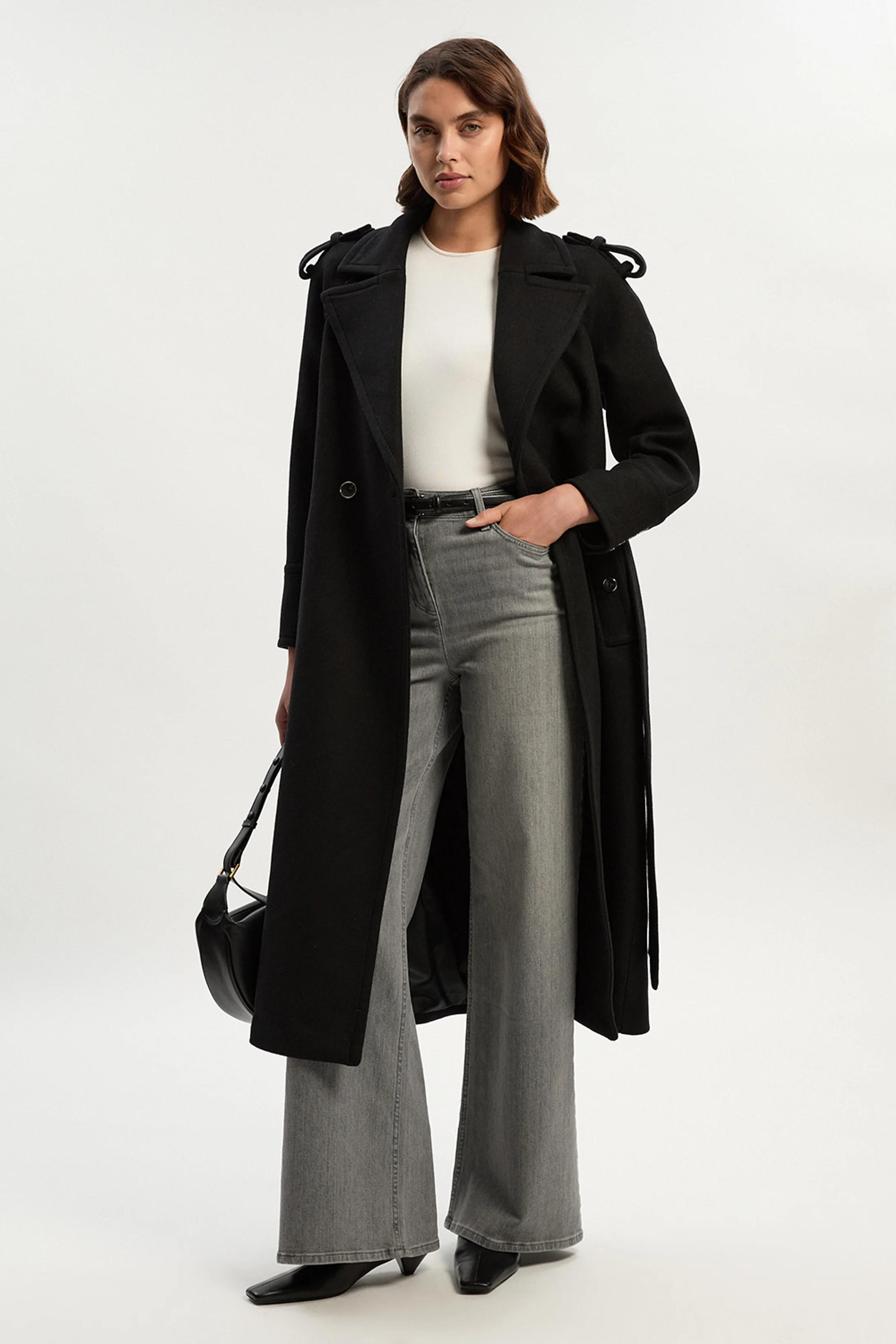 Wool Tailored Belted Midi Coat | Karen Millen UK + IE + DE + NL