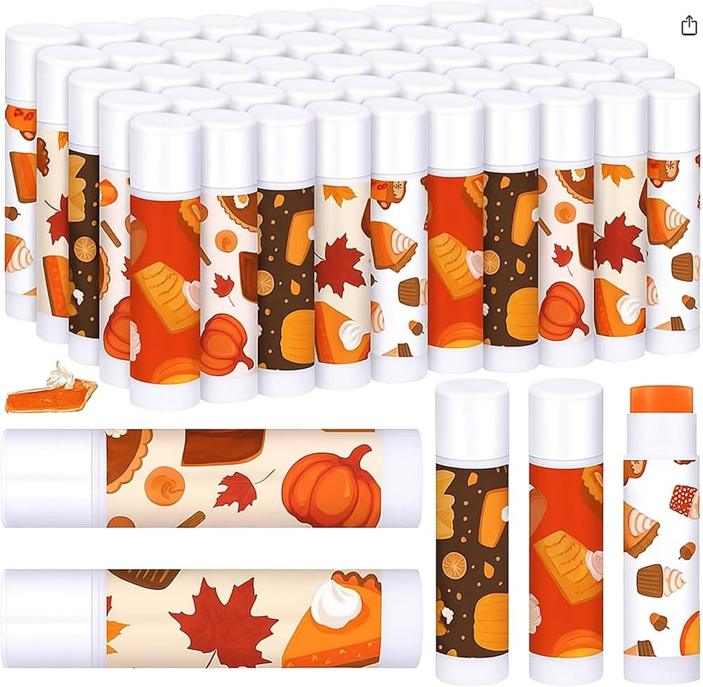 25 Pcs Thanksgiving Pumpkin Pie Scented Lip Balms Bulk Thanksgiving Party Favors Fall Party Gifts... | Amazon (US)