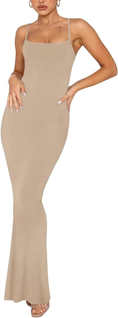 REORIA Women's Sexy Lounge Slip Long Dress Elegant Sleeveless Backless Ribbed Bodycon Maxi Dresse... | Amazon (US)