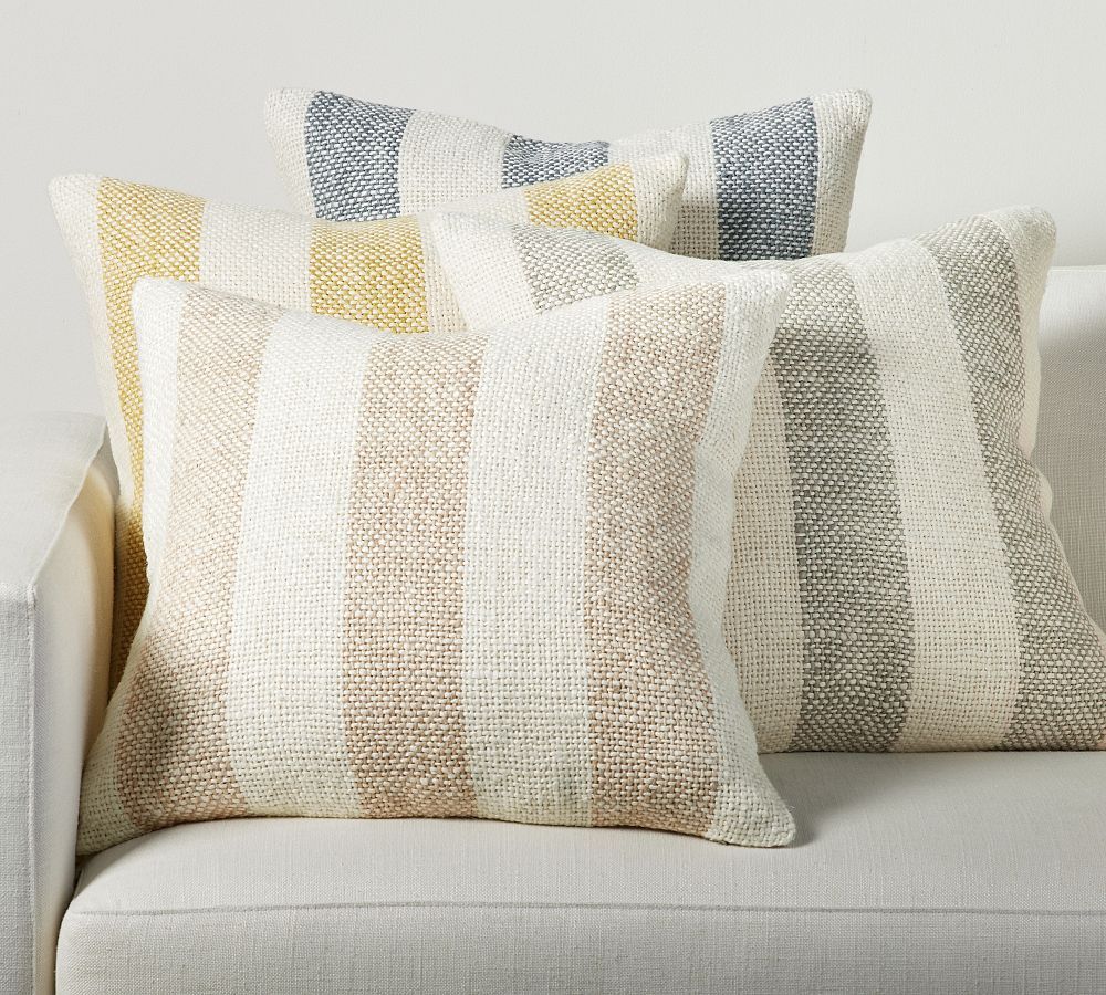 Faye Textured Striped Pillow | Pottery Barn (US)