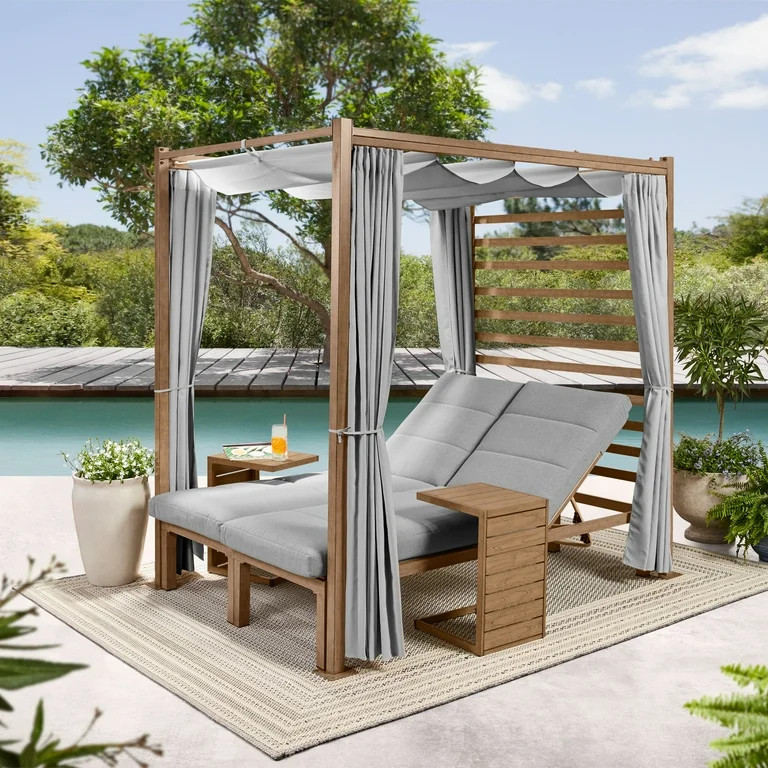 Better Homes & Gardens Marlow Outdoor Pergola with Retractable Grey Curtains | Walmart (US)