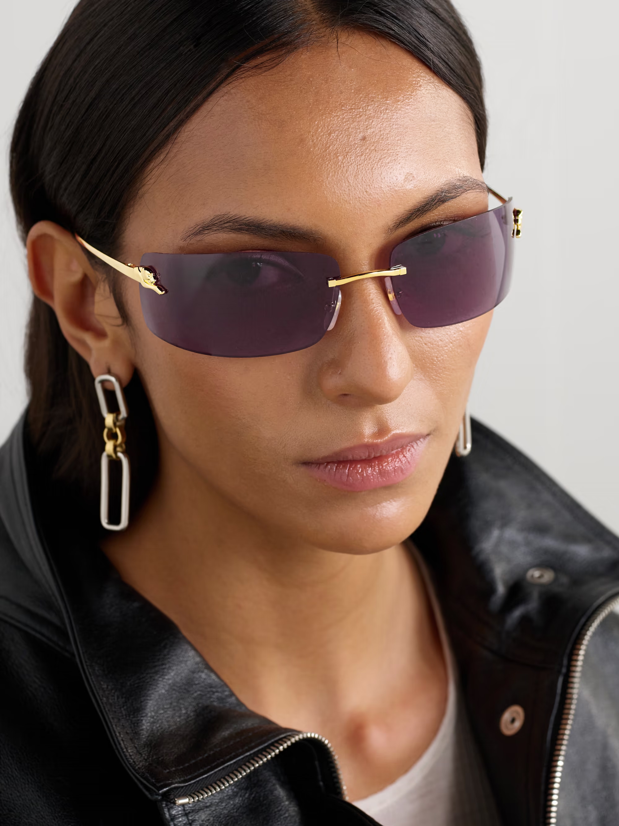 Panthère de Cartier rectangle-frame rimless gold-tone sunglasses | NET-A-PORTER (US)