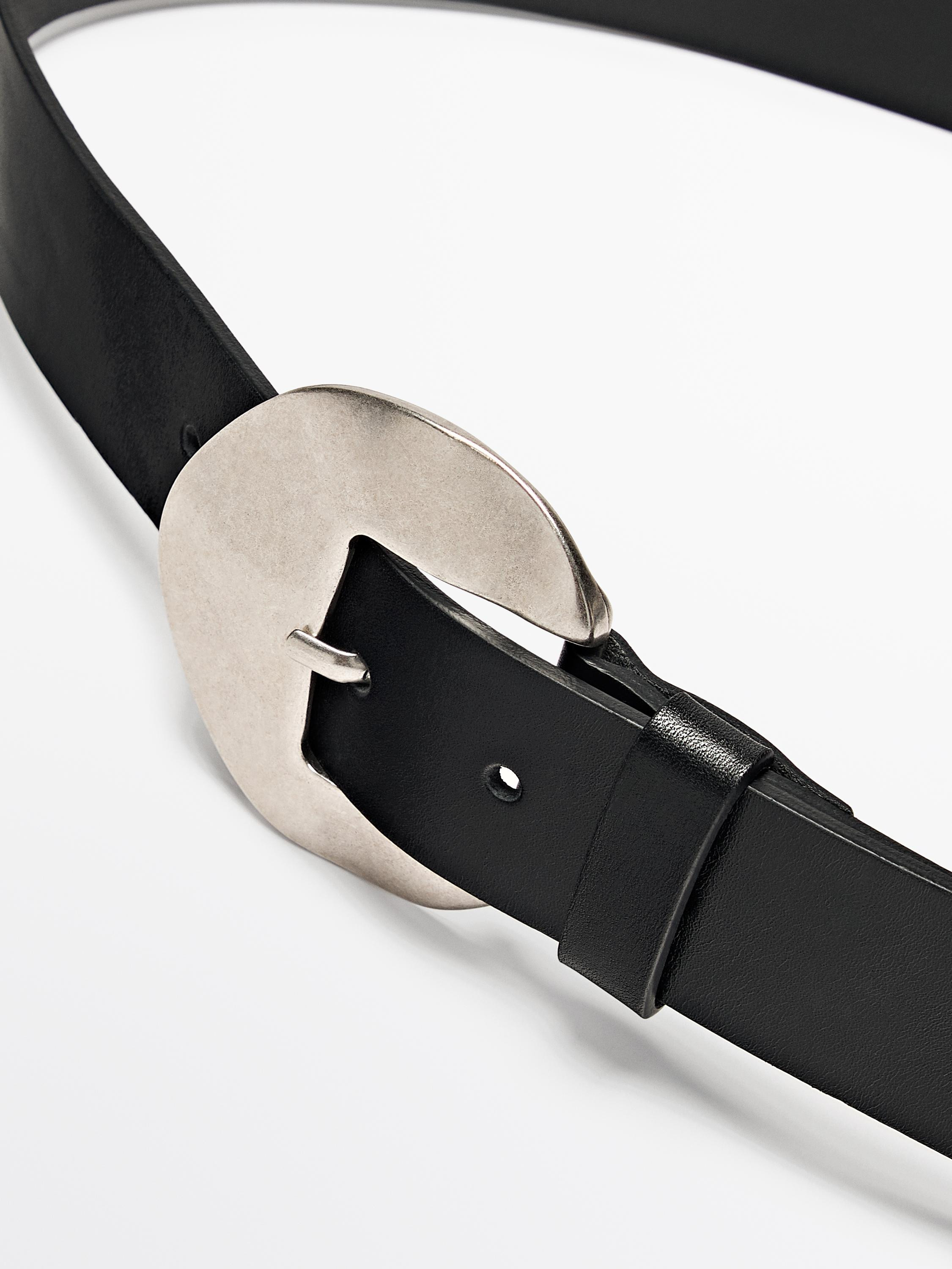 Nappa leather belt with ameva buckle | Zara US