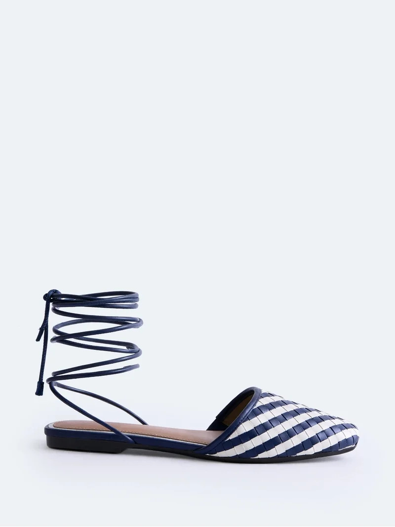 Free Assembly Women's Woven Wrap Slide Flats | Walmart (US)