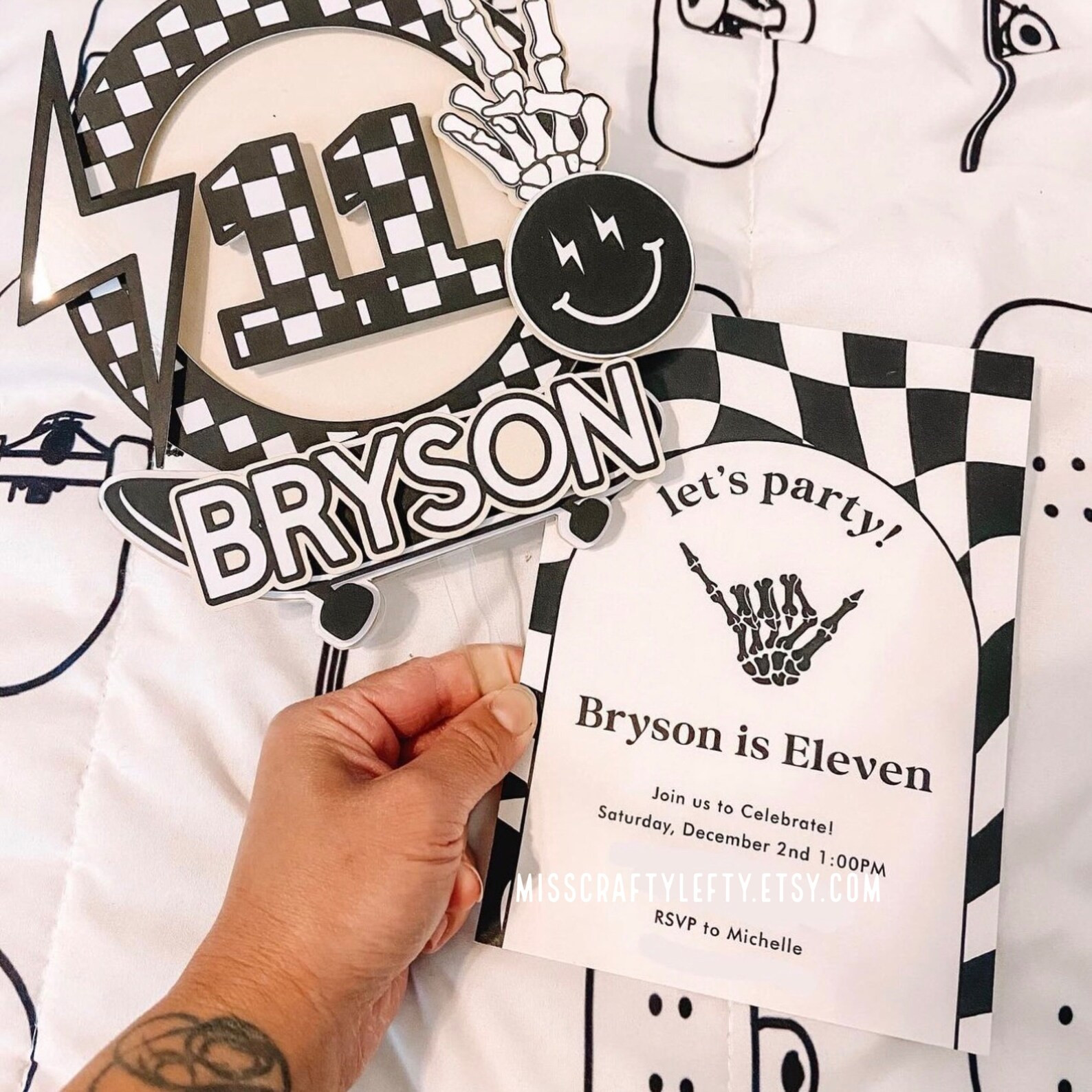 Skateboard Cake Topper Skateboard Party Decorations Checkered Cake Decorations Smiley Face Cake D... | Etsy (US)