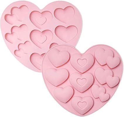Kexle 3D Love Heart Shape Silicone Molds, Silicone Heart Chocolate Mold, Heart Shaped Mousse Cake... | Amazon (US)