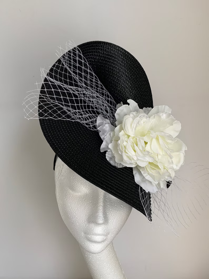Black and White Fascinator, Black and White Hat Fascinator Wedding Ascot Derby Races, Black White... | Etsy (US)