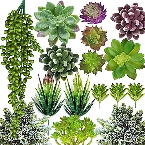 Artificial Succulent Plants - 16 Pcs Set Faux Succulents Unpotted Fake Succulent Plants, Premium ... | Amazon (US)