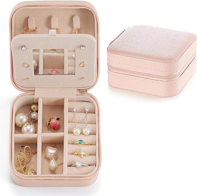 Small Travel Jewelry Case, To Go Portable Jewelry Box, Travel Jewelry Organizer,Portable Jeweller... | Amazon (US)