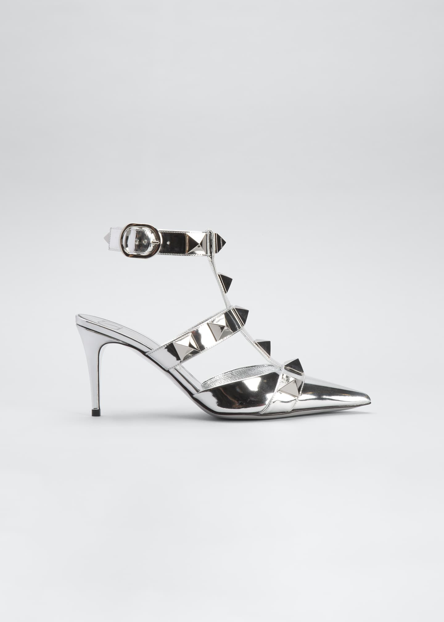 Valentino Garavani Roman Stud Metallic Ankle-Cuff Pumps | Bergdorf Goodman