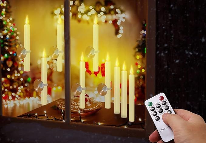 Candle Sticks Battery Operated with Remote 9 Pack Ivory, Window Candles Flickering with Timer for... | Amazon (US)