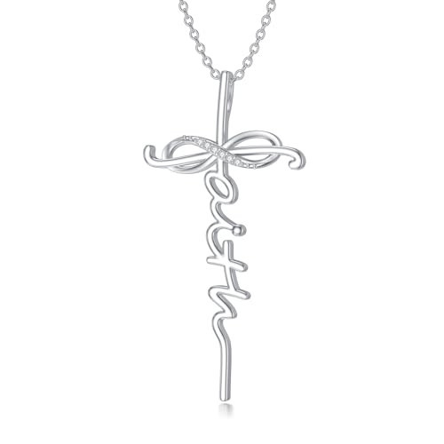 LWXIE Diamond Faith Cross Necklace for Women 925 Sterling Silver Infinity Faith Cross Pendant Necklace with Lab Grown Diamond Jewelry Gifts for Her | Amazon (US)