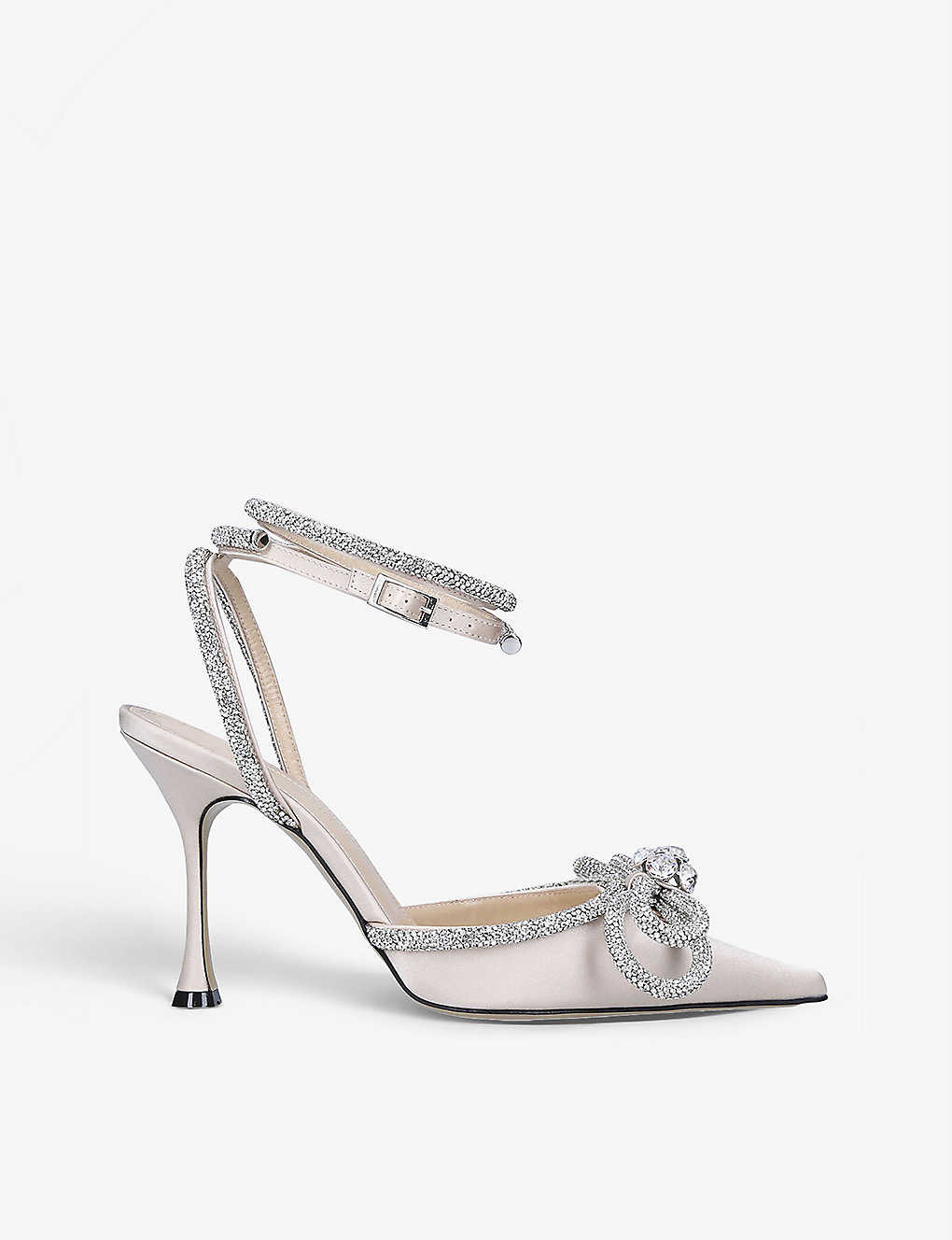 Double Bow crystal-embellished satin heeled sandals | Selfridges