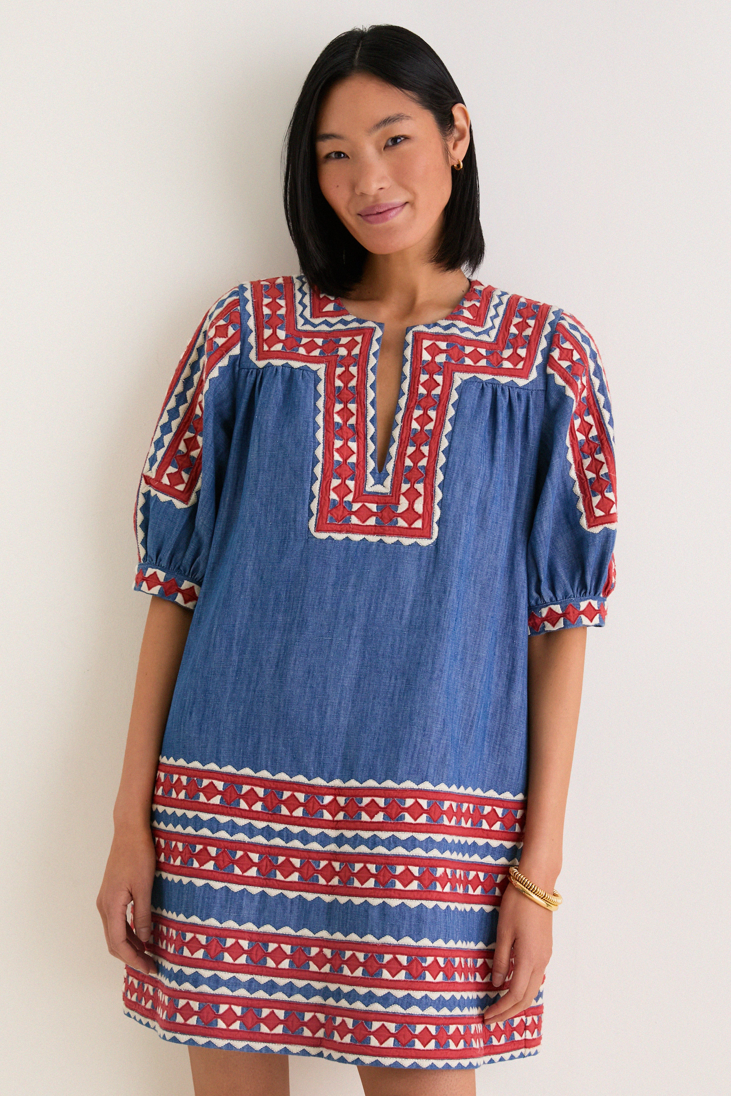 Multi Stina Chambray Mini Dress | Tuckernuck (US)