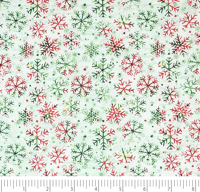 Singer Fabrics, 100% Cotton, Christmas Collection, Snowflakes White Cut by The Yard | Amazon (US)