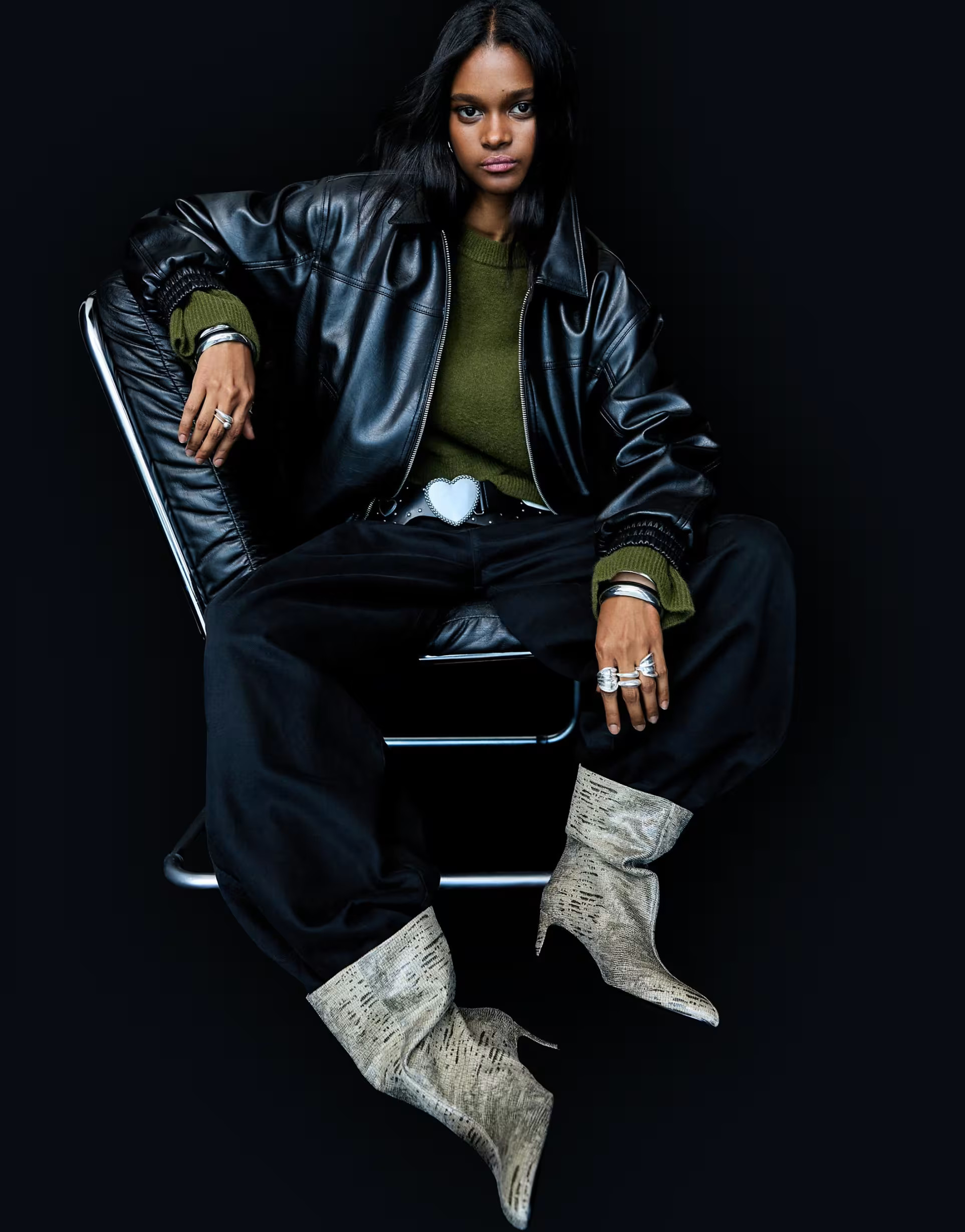 Bershka faux leather oversized jacket in black | ASOS | ASOS (Global)