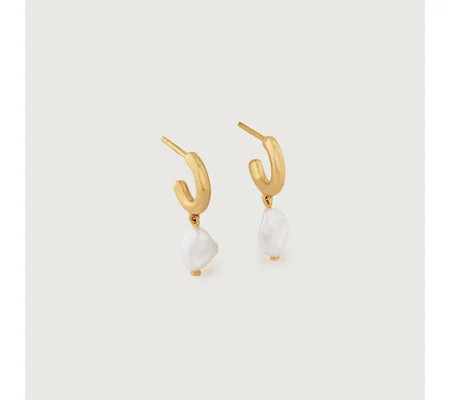 Nura Keshi Pearl Huggie Earrings | Monica Vinader (Global)