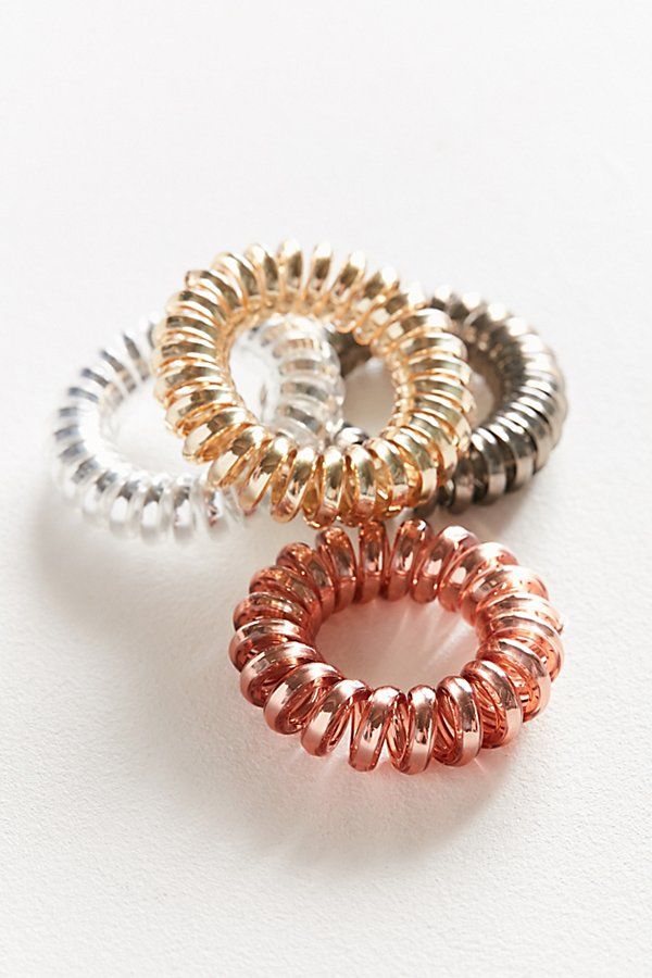 Telephone Cord Hair Tie Set - Beige at Urban Outfitters | Urban Outfitters (US and RoW)
