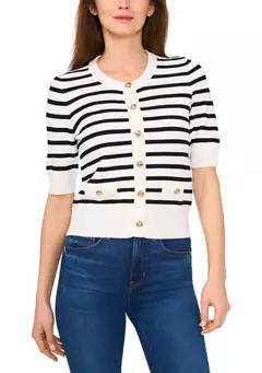CeCe Petite Elbow Sleeve Printed Cardigan | Belk