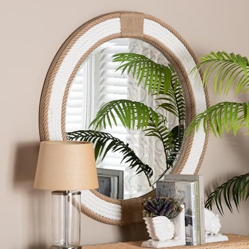 bali & pari Adita Round Woven Rope Mirror – Coastal Mirror with White Fabric and Woven Jute Accents for Farmhouse, Boho Wall Decor, Beach House | Amazon (US)