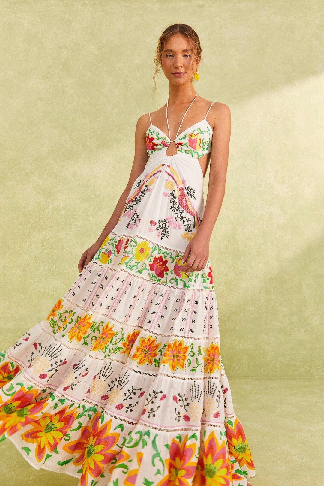 Red Mixed Neon Floral Maxi Dress | FarmRio (US)