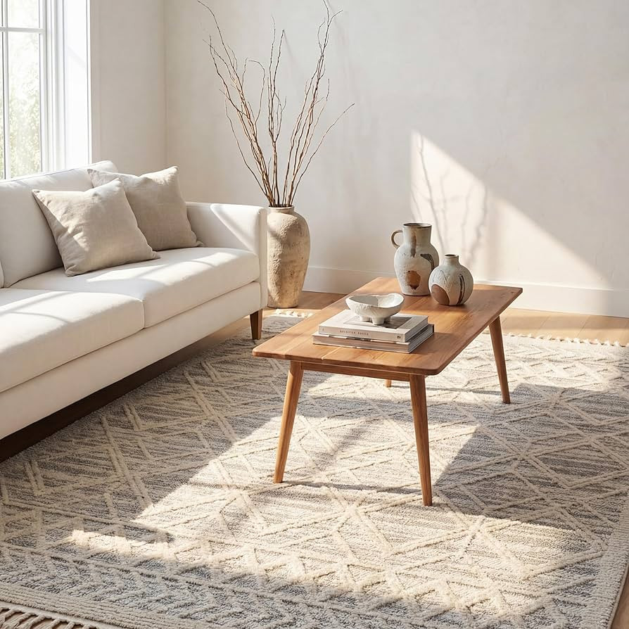 nuLOOM 8x11 Ansley Moroccan Tassel Area Rug, Light Grey, High-Low Textured Bohemian Design, Plush... | Amazon (US)