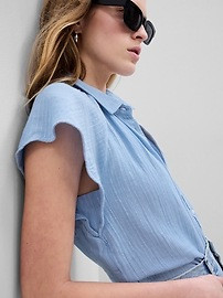 Crinkle Gauze Metallic Stripe Dolman Shirt | Gap (US)
