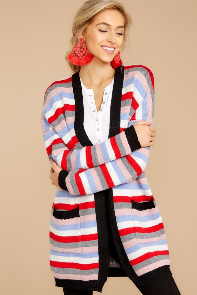 Skip To the Sweet Pink Striped Cardigan | Red Dress 