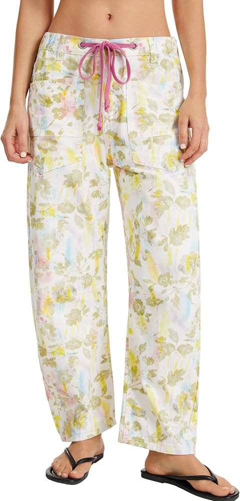 Ladyful Womens Floral Print Barrel Jeans Mid Rise Loose Fit Wide Leg Trousers with Drawstring Y2k... | Amazon (US)
