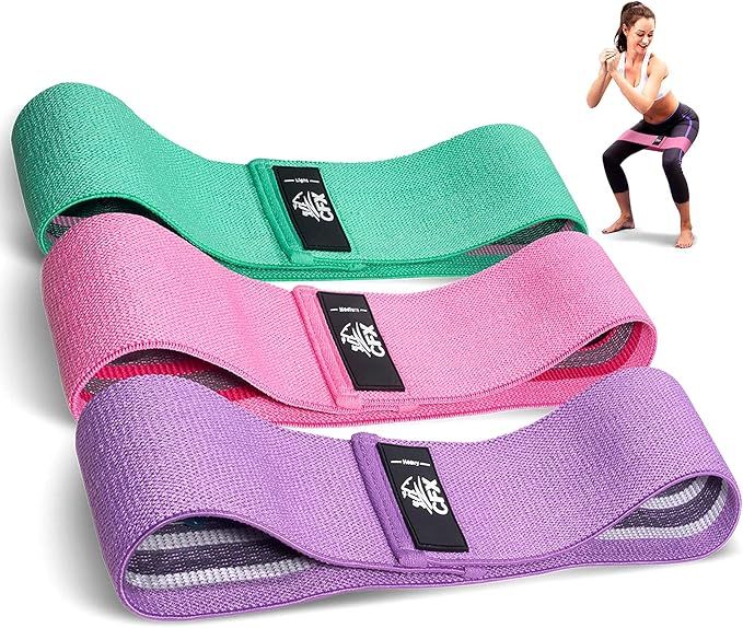 Resistance Booty Bands Set of 3 for Legs and Butt Workout Fabric Elastic Band Gym Exercise Equipm... | Amazon (US)