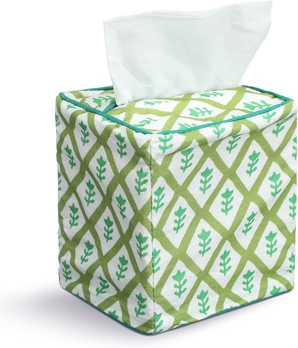 Mimorou Green Color Print Tissue Cover - Floral Print Tissue Box & Decorative Square Napkin Holde... | Amazon (US)