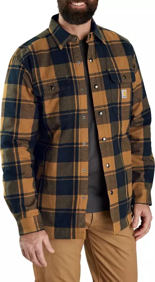 Carhartt Men's Flannel Sherpa Lined Shirt Jacket | Dick's Sporting Goods