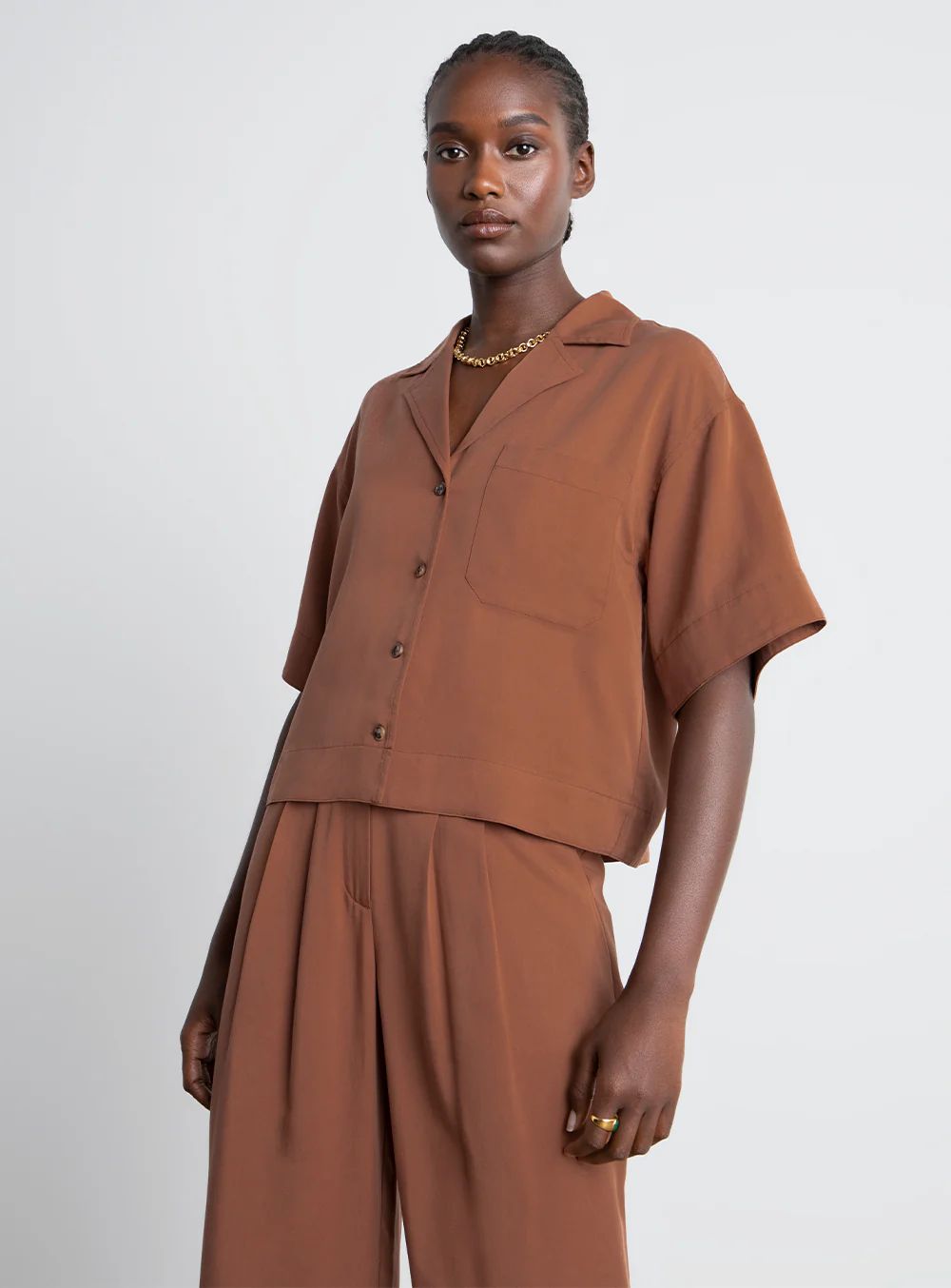 Nyia Cropped Button-Down Shirt | Who What Wear Collection